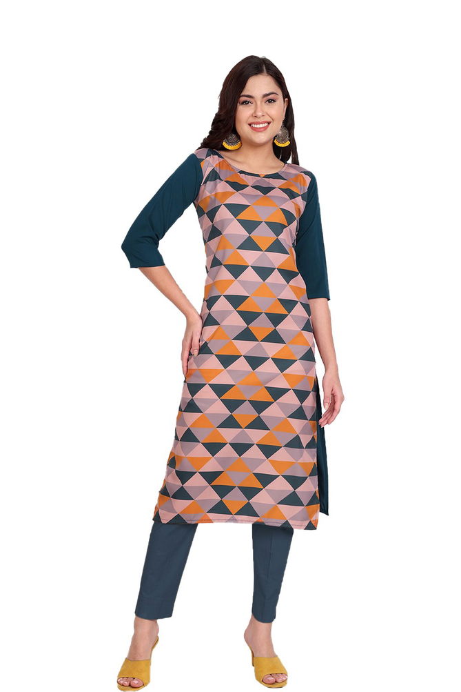 Crape Kurti 3 Regular Wear Crepe Wholesale Printed Kurti 
